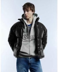 Pull&Bear - Padded Leather Effect Jacket - Lyst