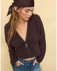Stradivarius - Open Overhemd Met Studs - Lyst