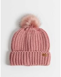 Barbour - Saltburn Acrylic Knit Rib Pom Pom Beanie - Lyst