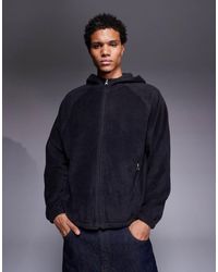 ASOS - Oversized Fleece Hoodie Met Rits En Opstaande Boord - Lyst