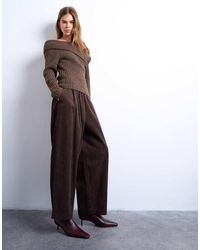 TOPSHOP - Cord Wide Leg Awkward Length Trouser - Lyst