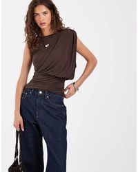 Object - Draped Shoulder Top With Ruched Detailing - Lyst