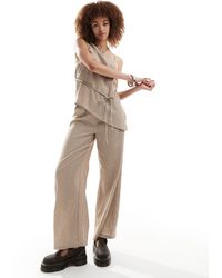 Reclaimed (vintage) - Pantaloni dritti effetto lino gessati - Lyst