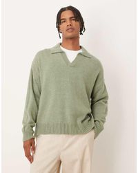 ASOS - Super Oversized Gebreide Polo Met Inkeping Aan De Hals En Rechte Pasvorm - Lyst
