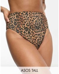 ASOS - Asos design tall – mix and match – gerippte bikinihose mit hoher taille und hohem beinausschnitt - Lyst