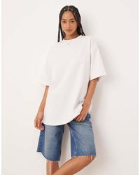 ASOS - Camiseta Larga Blanca Extragrande De Tejido Grueso De - Lyst