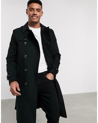 ASOS Shower Resistant Longline Trench Coat With Belt - Black