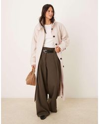 ASOS - Nette Trenchcoat Met Lange Pasvorm En Opstaande Boord - Lyst