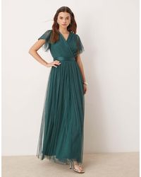 ANAYA - Faux Wrap Short Sleeve Bridesmaid Maxi Dress - Lyst