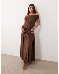 Abercrombie & Fitch - Off The Shoulder Drop Waist Maxi Dress - Lyst