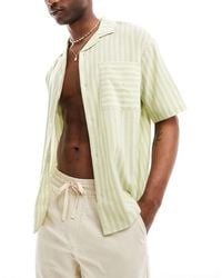 Pull&Bear - Stripe Revere Neck Shirt - Lyst