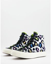 converse chuck 70 ox flocked leopard print sneakers in black
