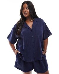 ASOS - Camisa Con Diseño Bordado Y Cuello De Solapas De Asos Design Curve (Parte De Un Conjunto) - Lyst