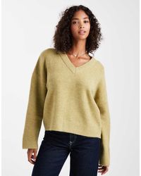 ASOS - Gebreide Rechte Trui Met V-Hals - Lyst