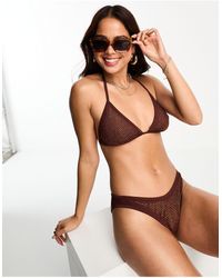 Miss Selfridge - Premium Rhinestone Mesh Triangle Bikini Top - Lyst