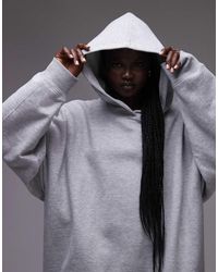 TOPSHOP - Sudadera Gris Jaspeado Extragrande Con Capucha Premium De (Parte De Un Conjunto) - Lyst