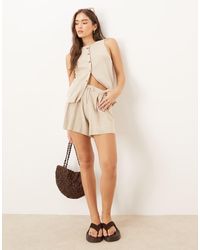 ASOS - Linen Blend Knitted Short Co-ord - Lyst