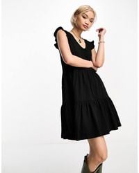 ONLY - Mini Jurk Met Stroken En Ruches Aan De Mouwen - Lyst