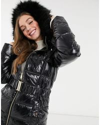 New Look Gewatteerde Puffer Jas Met Leer-look - Zwart