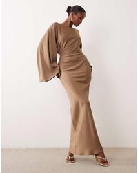 ASOS - Textured Satin Batwing Bias Waisted Maxi Dress - Lyst