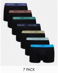 Calvin Klein - Cotton stretch - confezione da 7 boxer aderenti a vita bassa neri con fascia - Lyst