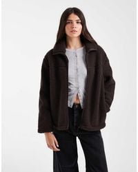 Vero Moda - Oversized Funnel Neck Teddy Jacket - Lyst
