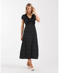 Brave Soul - Tie Front Midi Dress With Lace Detail - Lyst