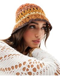 Mango - Crochet Stripe Bucket Hat - Lyst
