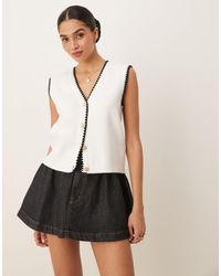 Y.A.S - Button Front Knitted Waistcoat With Contrast Stitch Detail - Lyst