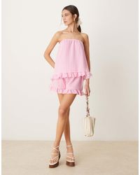 ASOS - Short d'ensemble à carreaux vichy avec ourlet à volants - Lyst