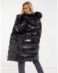 Brave soul marcella padded parka online jacket with faux fur trim hood