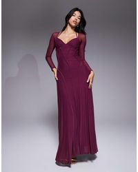 ASOS - Mesh Long Sleeve Maxi Dress With Exposed Seam Detail - Lyst