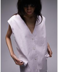 TOPSHOP - Co-ord Linen-blend Oversized Waistcoat - Lyst