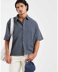 ASOS - Boxy Oversized Seersucker Stripe Shirt - Lyst