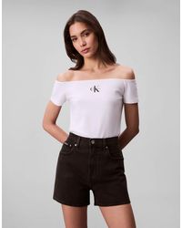 Calvin Klein - Camisetas de ga Corta Mujer Off Shoulder sin Hombros - Lyst