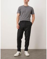 ASOS - Pantalones De Vestir Gris Carbón A Cuadros De Corte Tapered De Mezcla De Lana De - Lyst