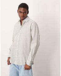 Mango - Camisa Verde A Rayas De Manga Larga De Sirsaca De Algodón De - Lyst