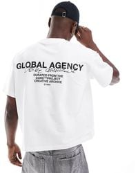 Jack & Jones - Camiseta Blanca Extragrande Con Estampado "Global Agency" En La Espalda De -Blanco - Lyst