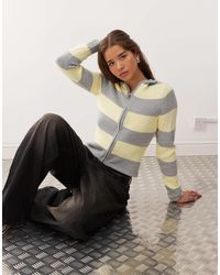 Collusion - Knitted Stripe Shrunken Hoodie - Lyst