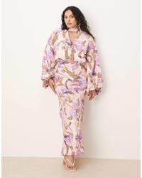 ASOS - Asos Design Curve High Neck Plunge Maxi Dress With Blouson Sleeves - Lyst
