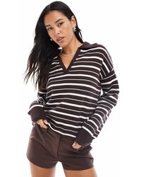 4th & Reckless - Knitted Collared V-neck Rugby Jumper - Lyst