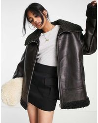 ASOS - Pilotenjack Van Imitatieleer En Gebonden Borg - Lyst