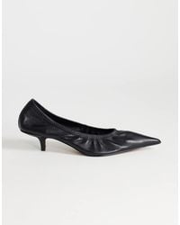 TOPSHOP - Arizona Real Leather Ruched Kitten Heel Court - Lyst