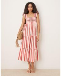Nobody's Child - Maya Ruffle Shoulder Tie Midi Dress - Lyst
