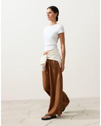 Oysho - 100% Linen Wide Leg Trousers - Lyst