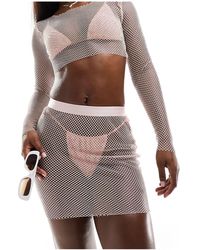 SIMMI - Simmi Diamante Netting Mini Skirt - Lyst
