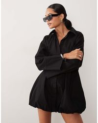 ASOS - Wide Cuff Shirt Mini Dress With Bubble Hem - Lyst