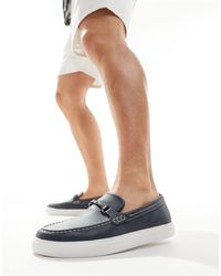 ASOS - Faux Suede Loafers With Snaffle And White Sole - Lyst