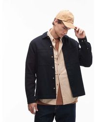 ASOS - Sobrecamisa Negra De Sarga Gruesa De Algodón De - Lyst