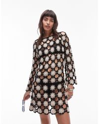 TOPSHOP - Premium Knitted Hand Crochet Mini Dress - Lyst